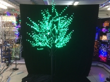 Дерево с прозрачными цветками (SAKURA, зеленый+белые вспышки 100LED), H-2,4м, IP44 с трансформатором
